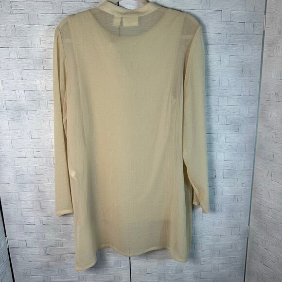Chico’s cream tunic beaded embroidered collar, sheer with tank liner coastal  - Picture 2 of 10